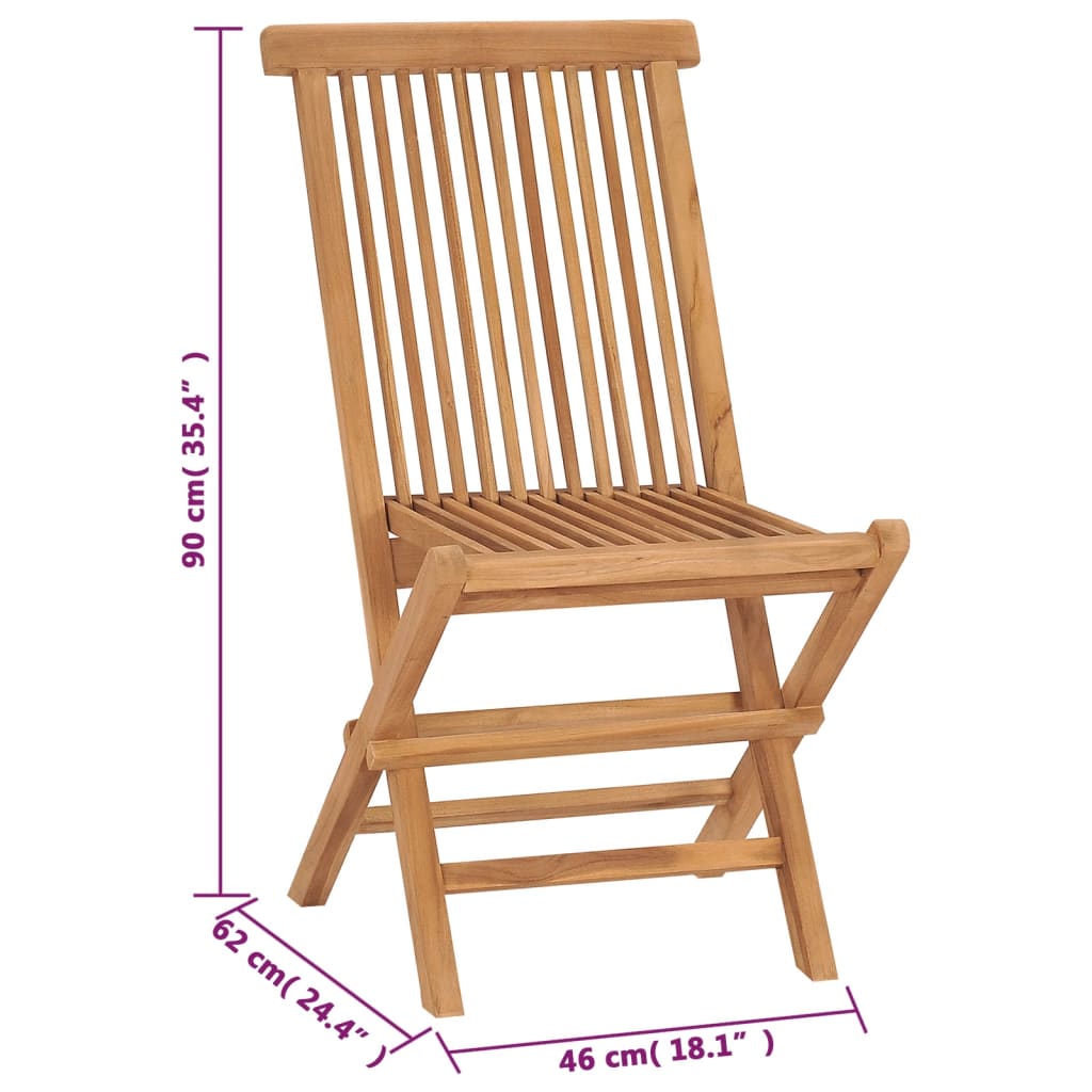 vidaXL Folding Patio Chairs 4 pcs Solid Teak Wood