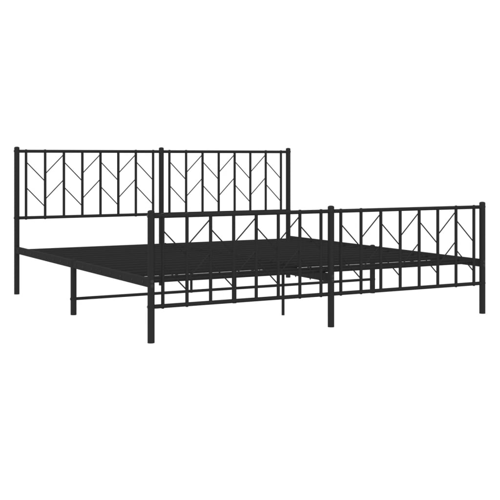 vidaXL Metal Bed Frame without Mattress with Footboard Black 76"x79.9"