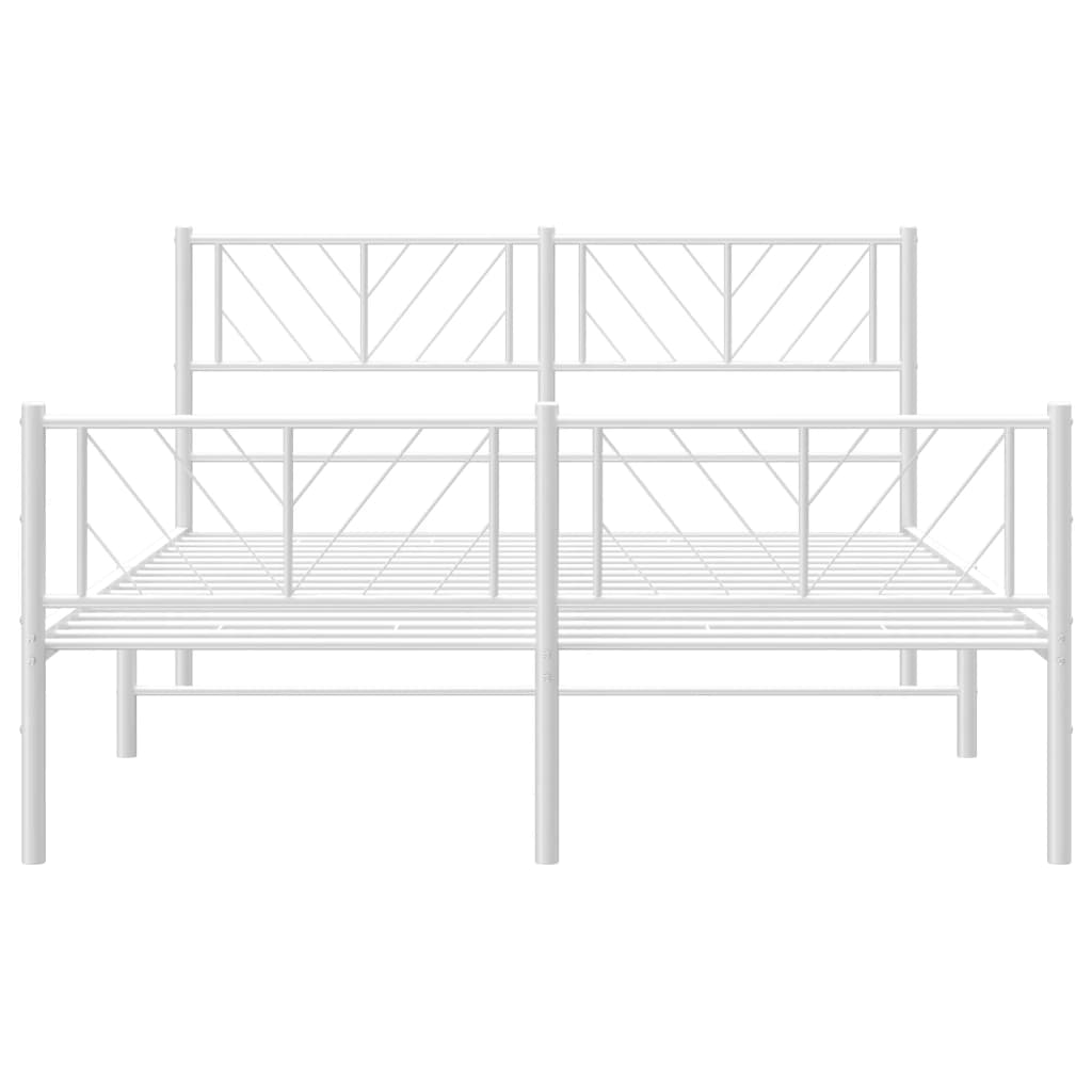 vidaXL Metal Bed Frame without Mattress with Footboard White 53.1"x74.8"