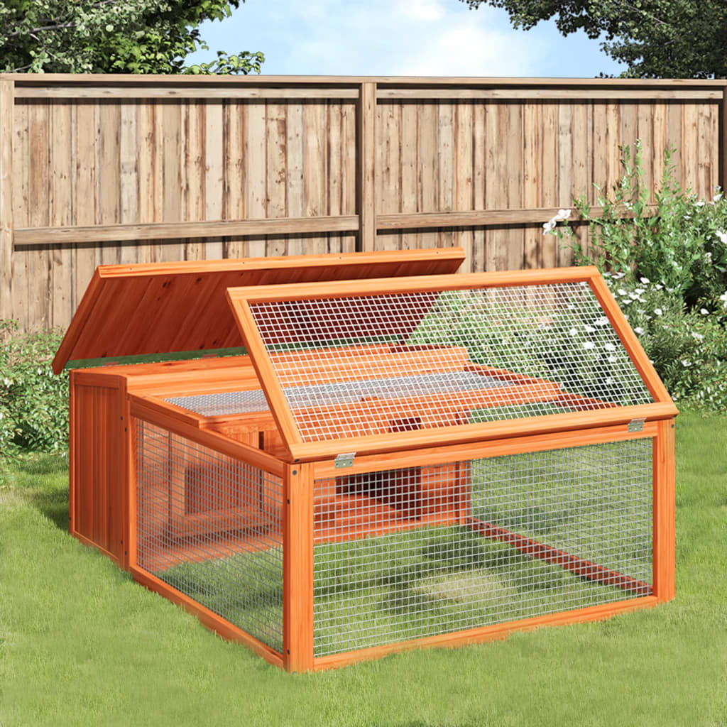 vidaXL Rabbit Hutch Brown 46.3"x38.2"x18.7" Solid Wood Pine