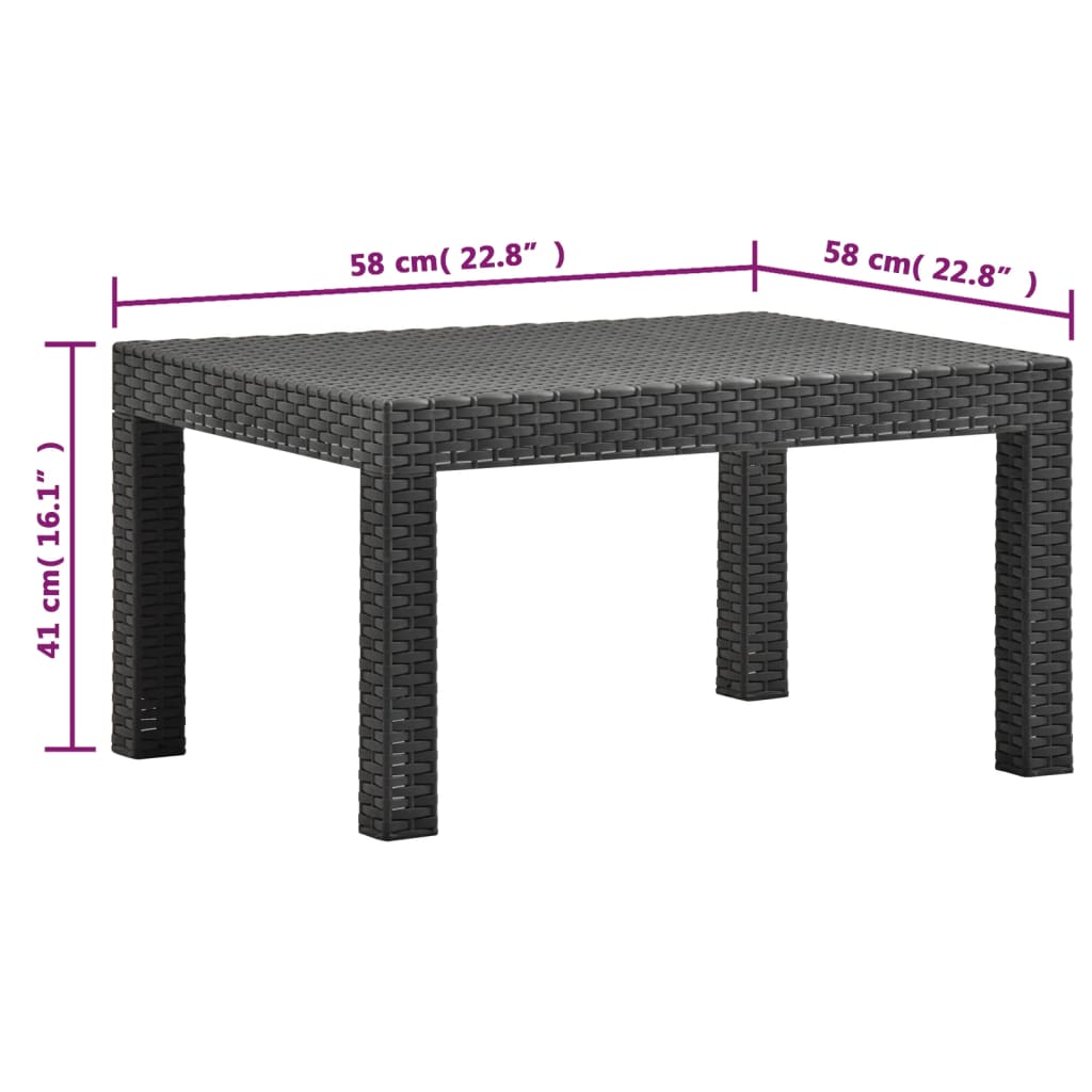 vidaXL 2 Piece Patio Lounge Set with Cushions PP Rattan Anthracite