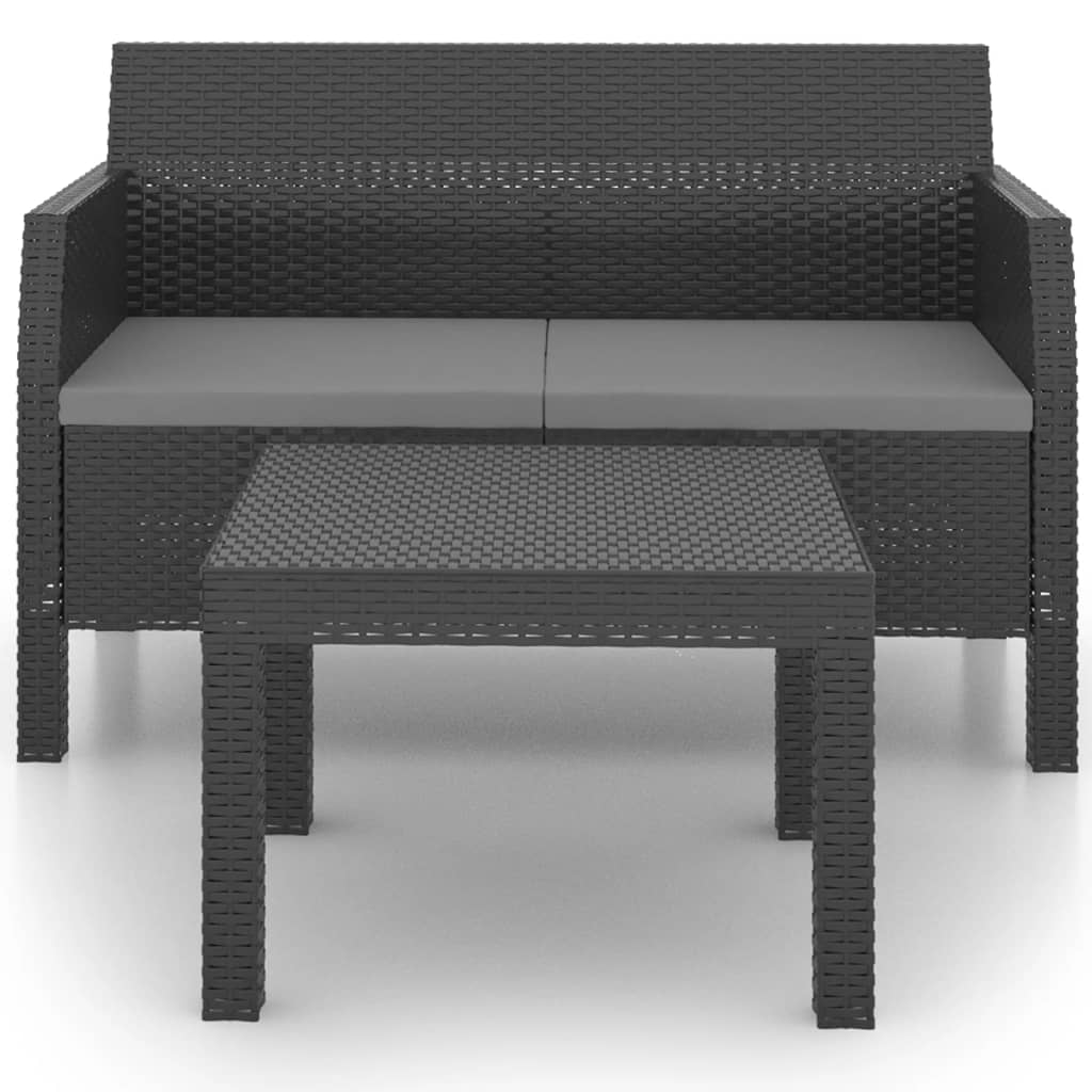 vidaXL 2 Piece Patio Lounge Set with Cushions PP Rattan Anthracite