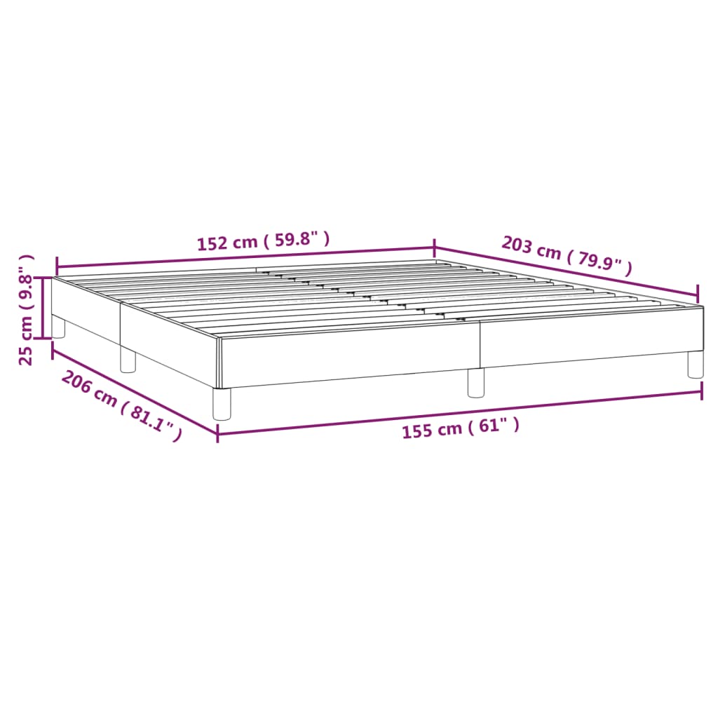 vidaXL Bed Frame without Mattress Dark Gray 59.8"x79.9" Queen Fabric