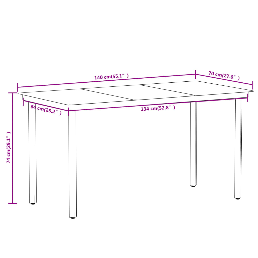 vidaXL 7 Piece Patio Dining Set Black