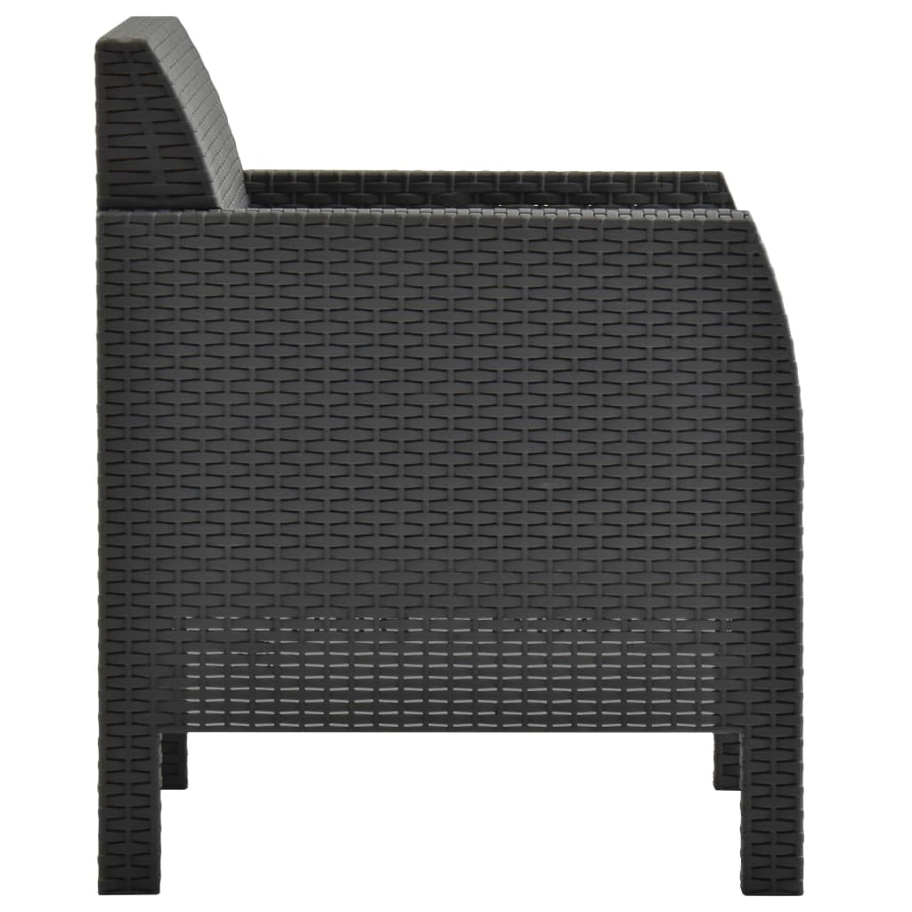 vidaXL Patio Chair with Cushion PP Rattan Anthracite