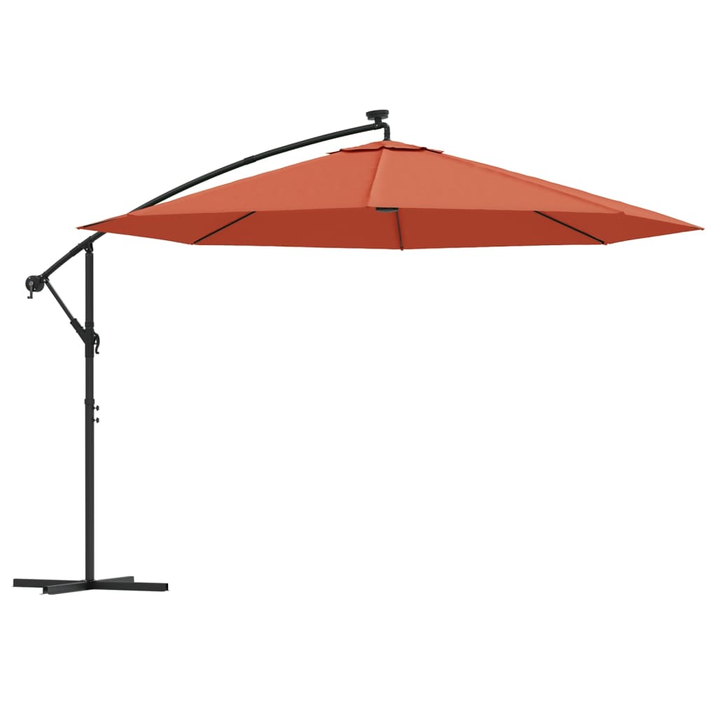 vidaXL Cantilever Garden Parasol with LED Lights Terracotta 137.8"