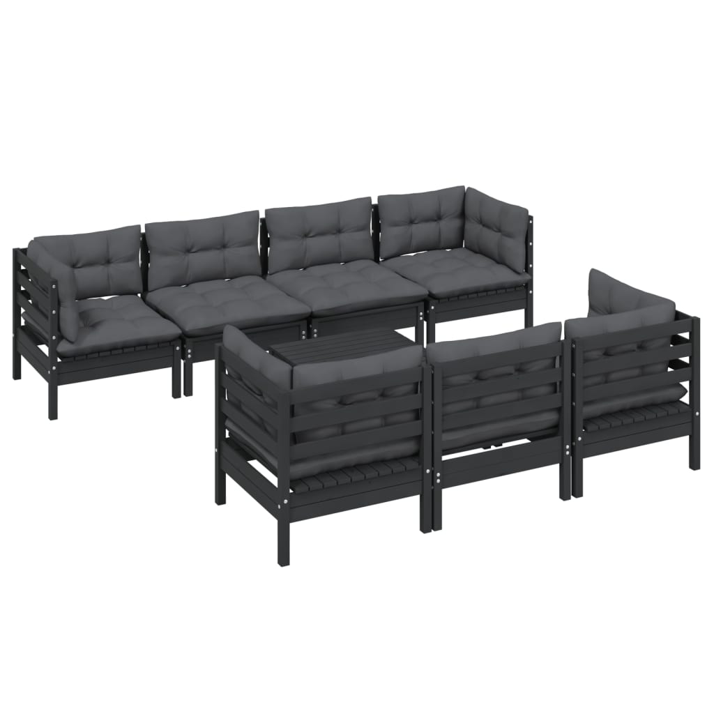 vidaXL 8 Piece Patio Lounge Set with Cushions Solid Pinewood