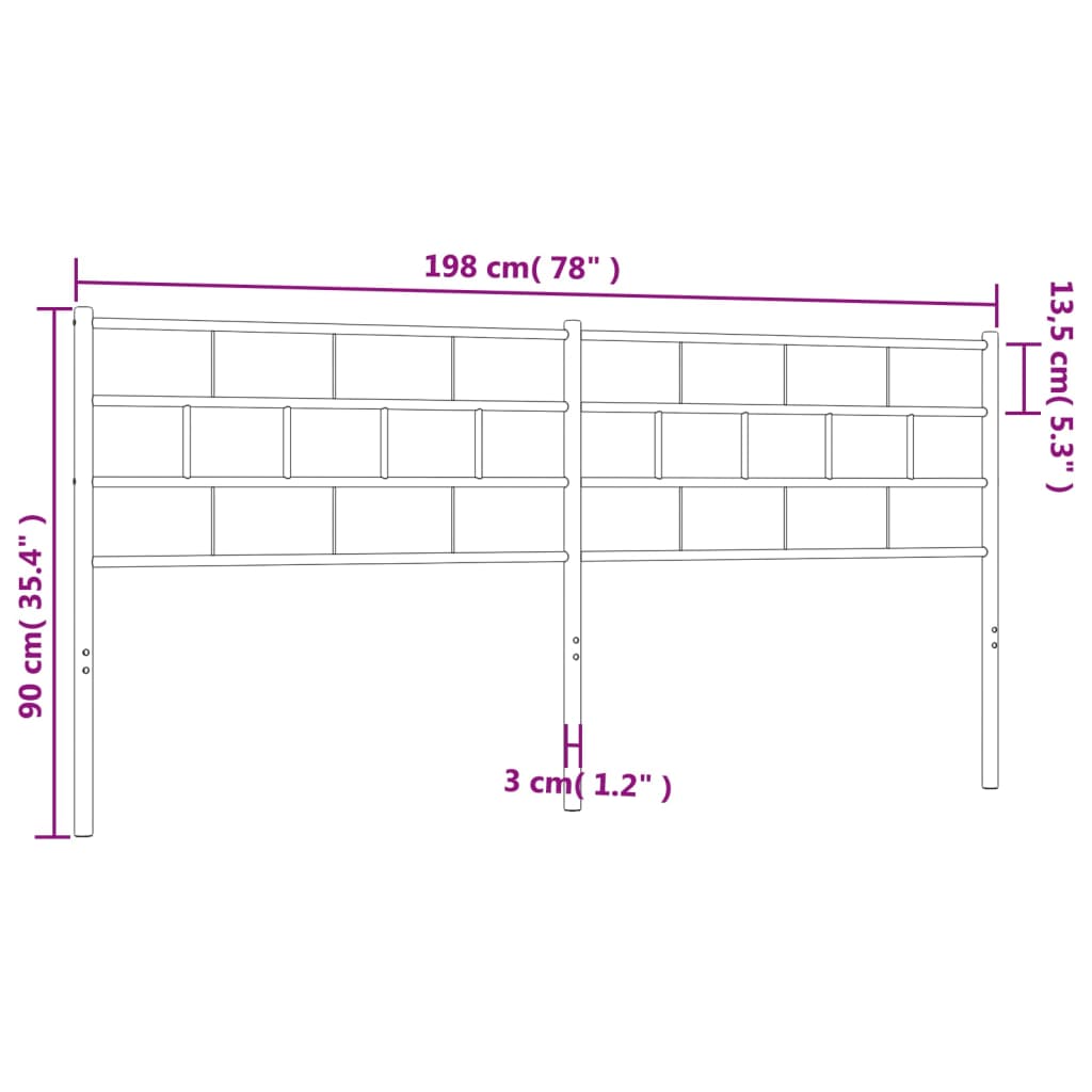 vidaXL Metal Headboard White 76"