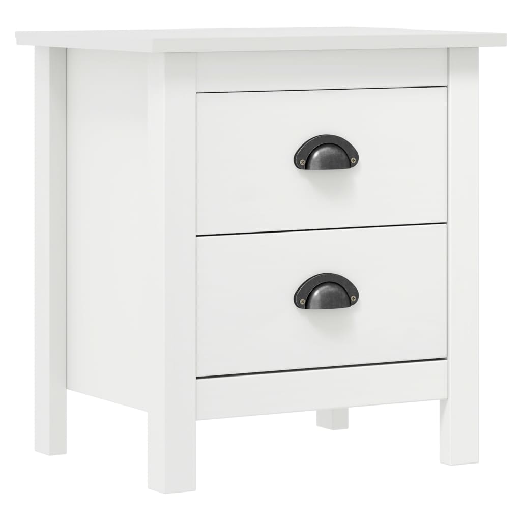 vidaXL Bedside Cabinet Hill White 18.1"x13.8"x19.5" Solid Pine Wood