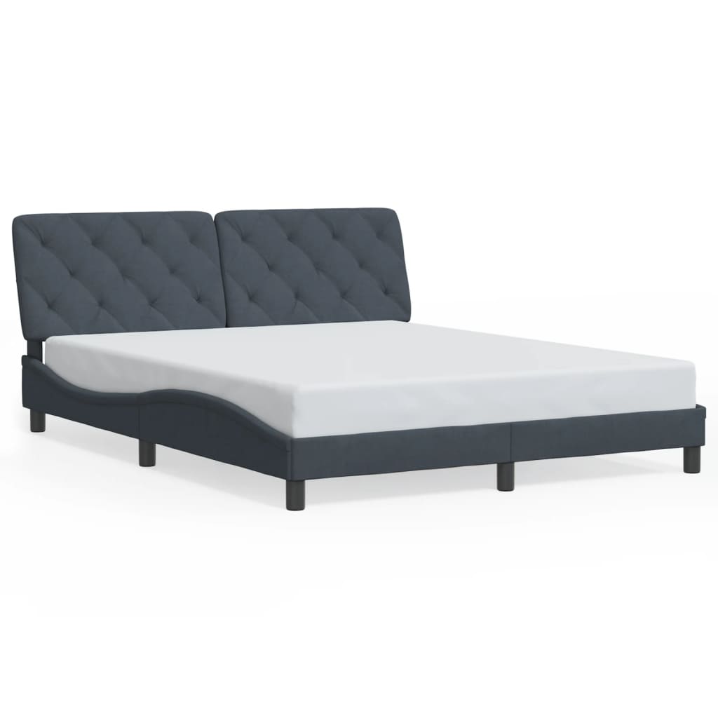 vidaXL Bed Frame without Mattress Dark Gray 59.8"x79.9" Velvet