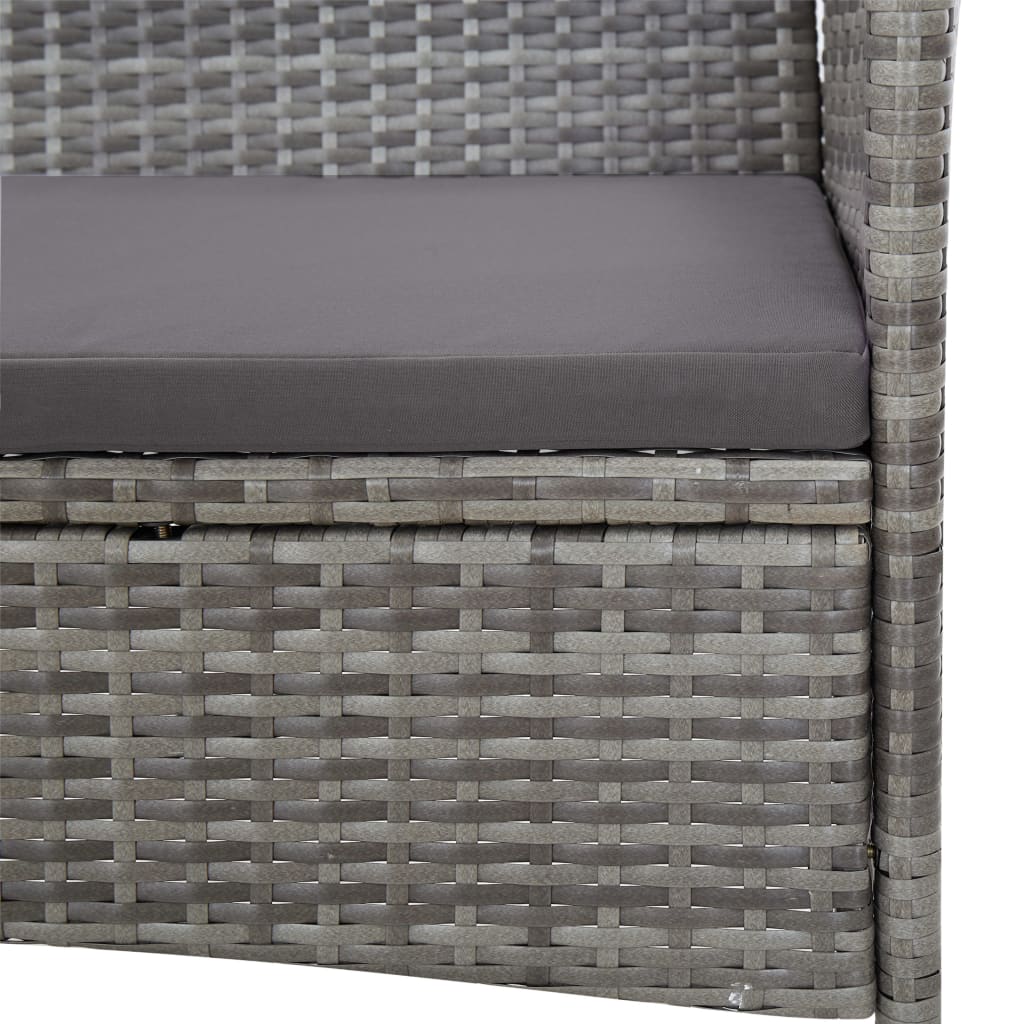 vidaXL 5 Piece Patio Lounge Set With Cushions Poly Rattan Gray