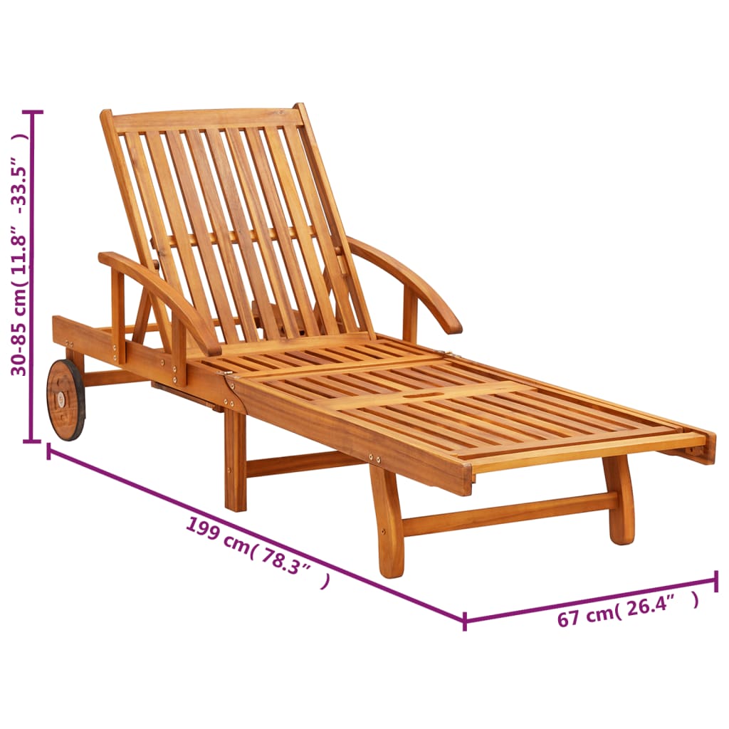 vidaXL Sun Loungers 2 pcs with Cushions Solid Acacia Wood