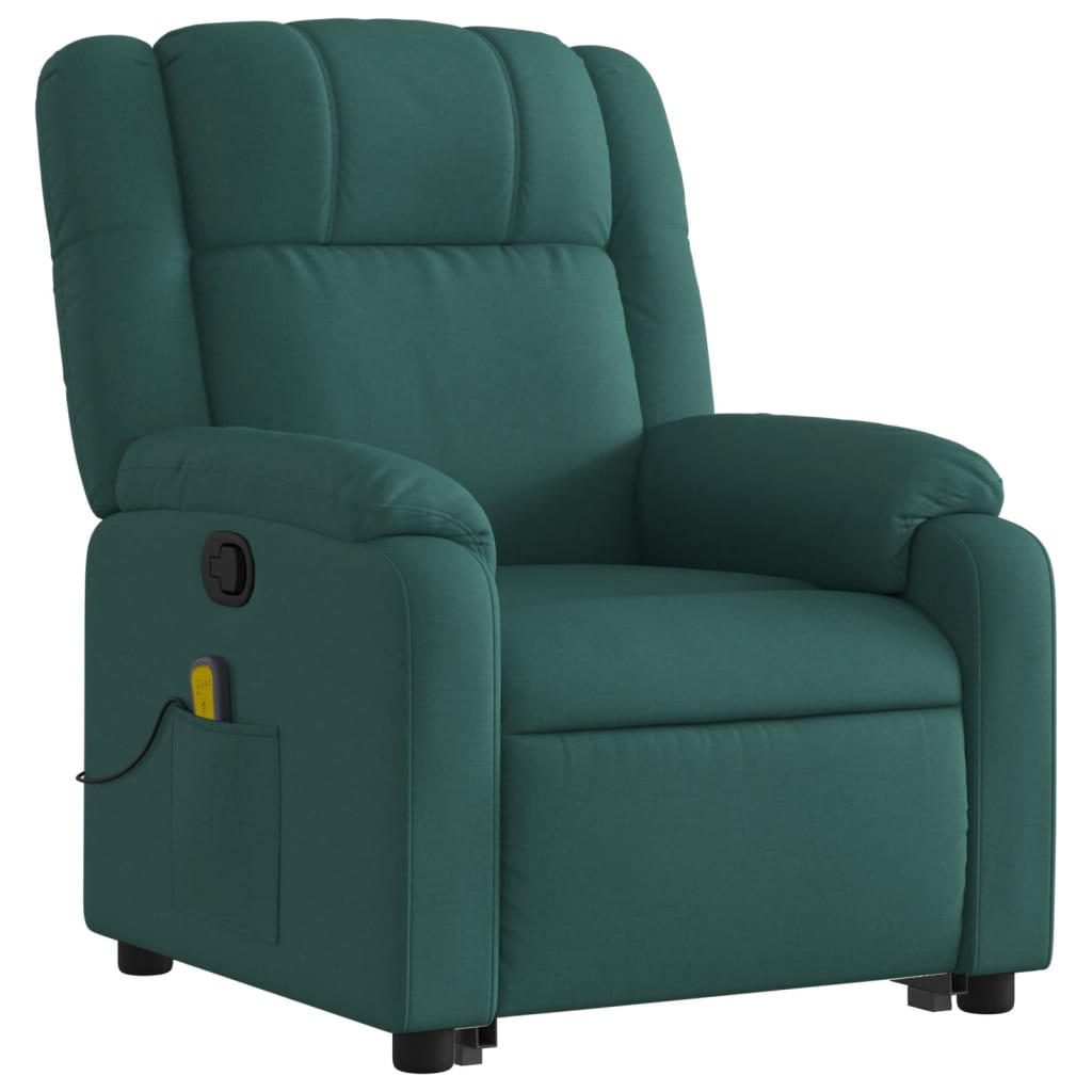 vidaXL Stand up Massage Recliner Chair Dark Green Fabric