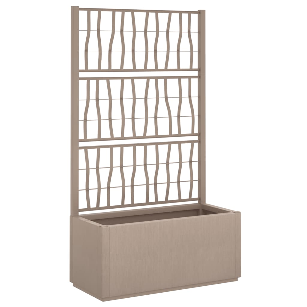 vidaXL Garden Planter with Trellis Light Brown 31.5"x14.2"x55.1" PP