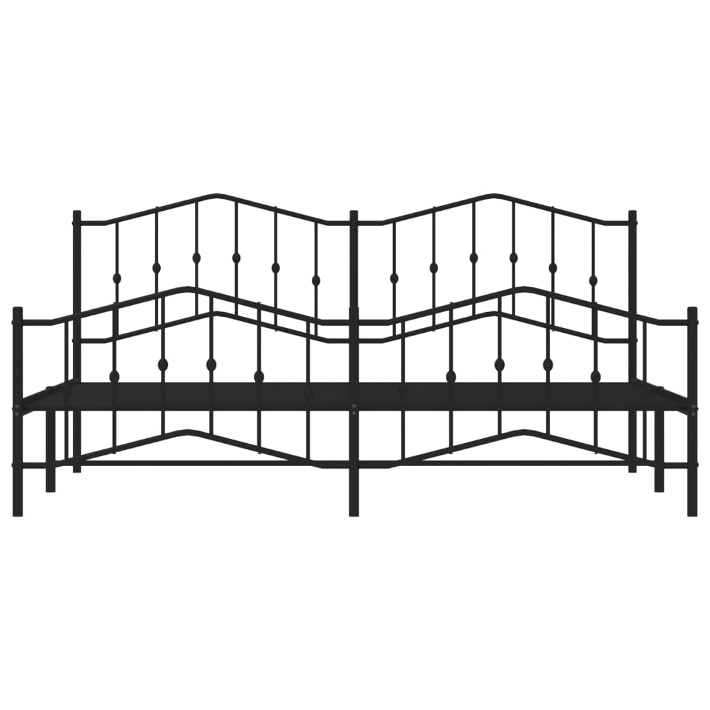 vidaXL Metal Bed Frame without Mattress with Footboard Black 76"x79.9"