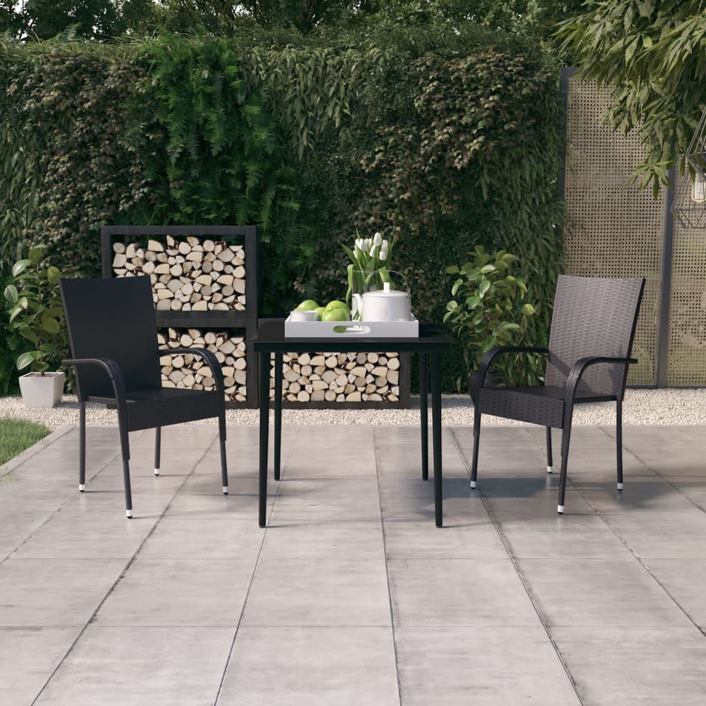 vidaXL 3 Piece Patio Dining Set Black