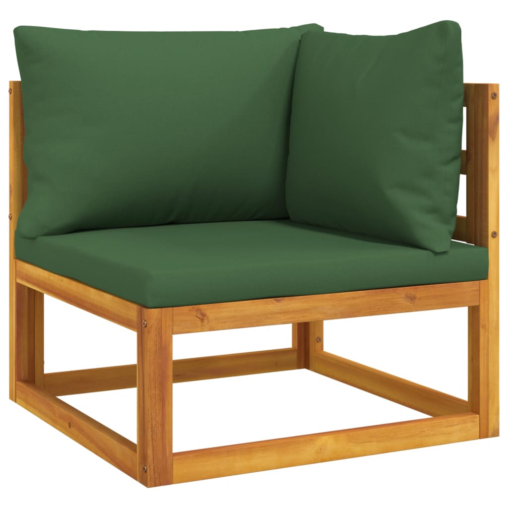 vidaXL 5 Piece Patio Lounge Set with Green Cushions Solid Wood