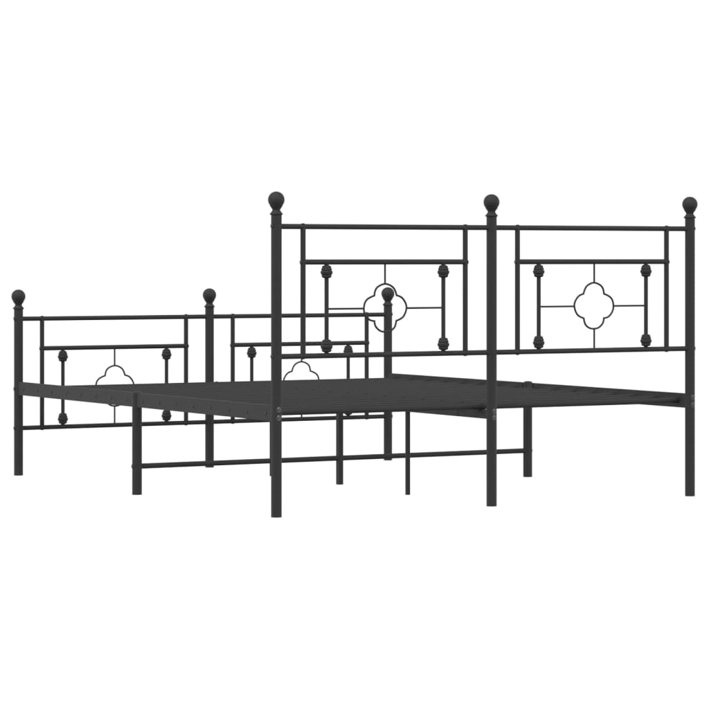 vidaXL Metal Bed Frame without Mattress with Footboard Black 59.1"x78.7"