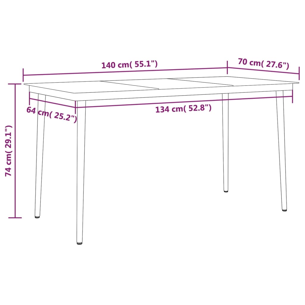 vidaXL 7 Piece Patio Dining Set Black