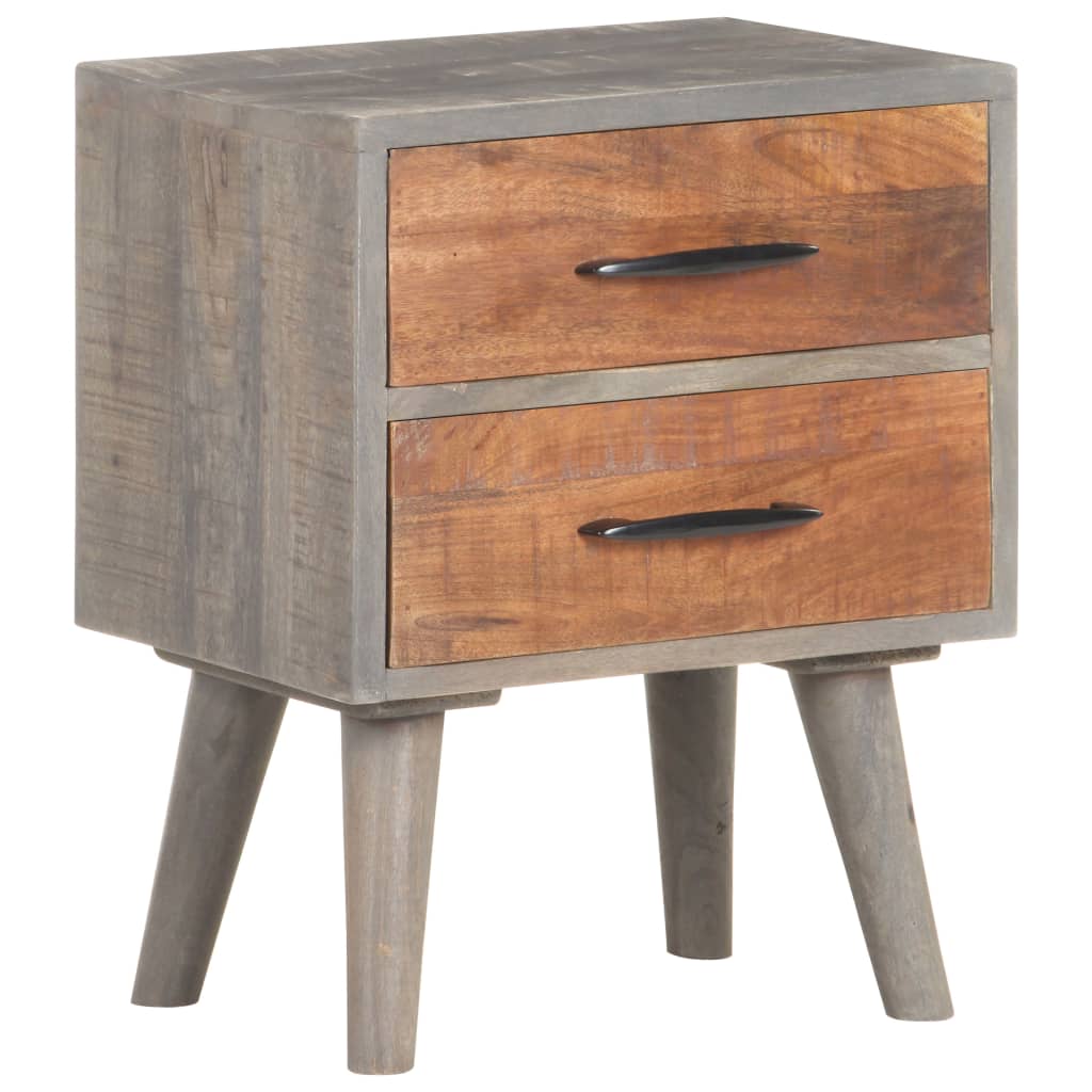 vidaXL Bedside Cabinet Gray 15.7"x11.8"x19.7" Solid Rough Mango Wood