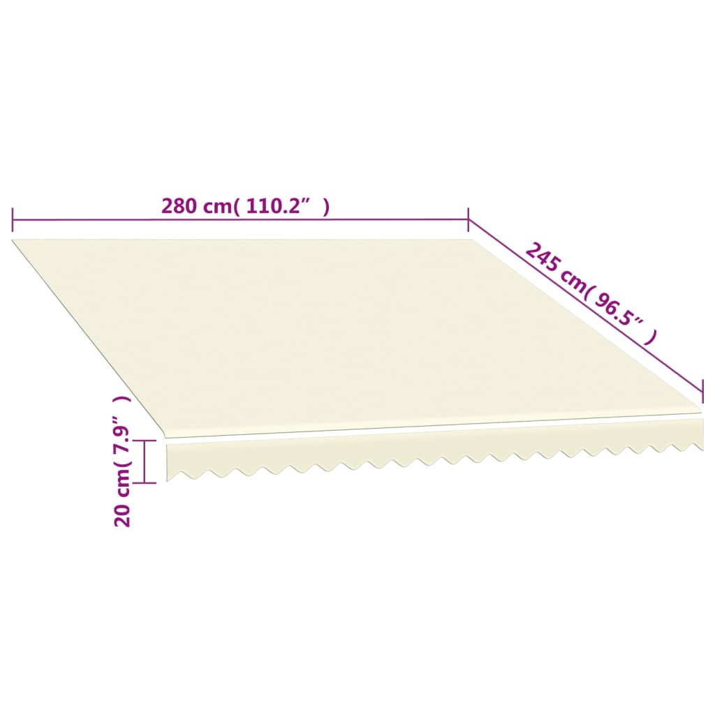 vidaXL Awning Top Sunshade Canvas Cream 118.1"x98.4"