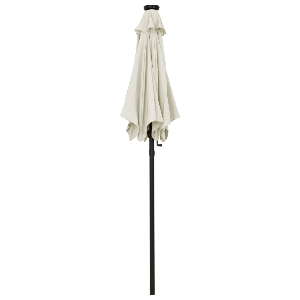 vidaXL Garden Parasol with LED Lights Sand 78.7"x83.1" Aluminum