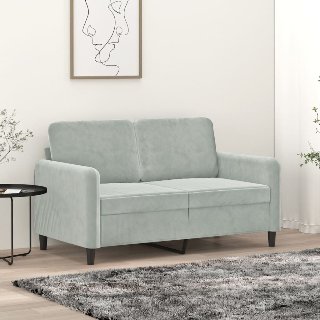 vidaXL 2-Seater Sofa Light Gray 47.2" Velvet