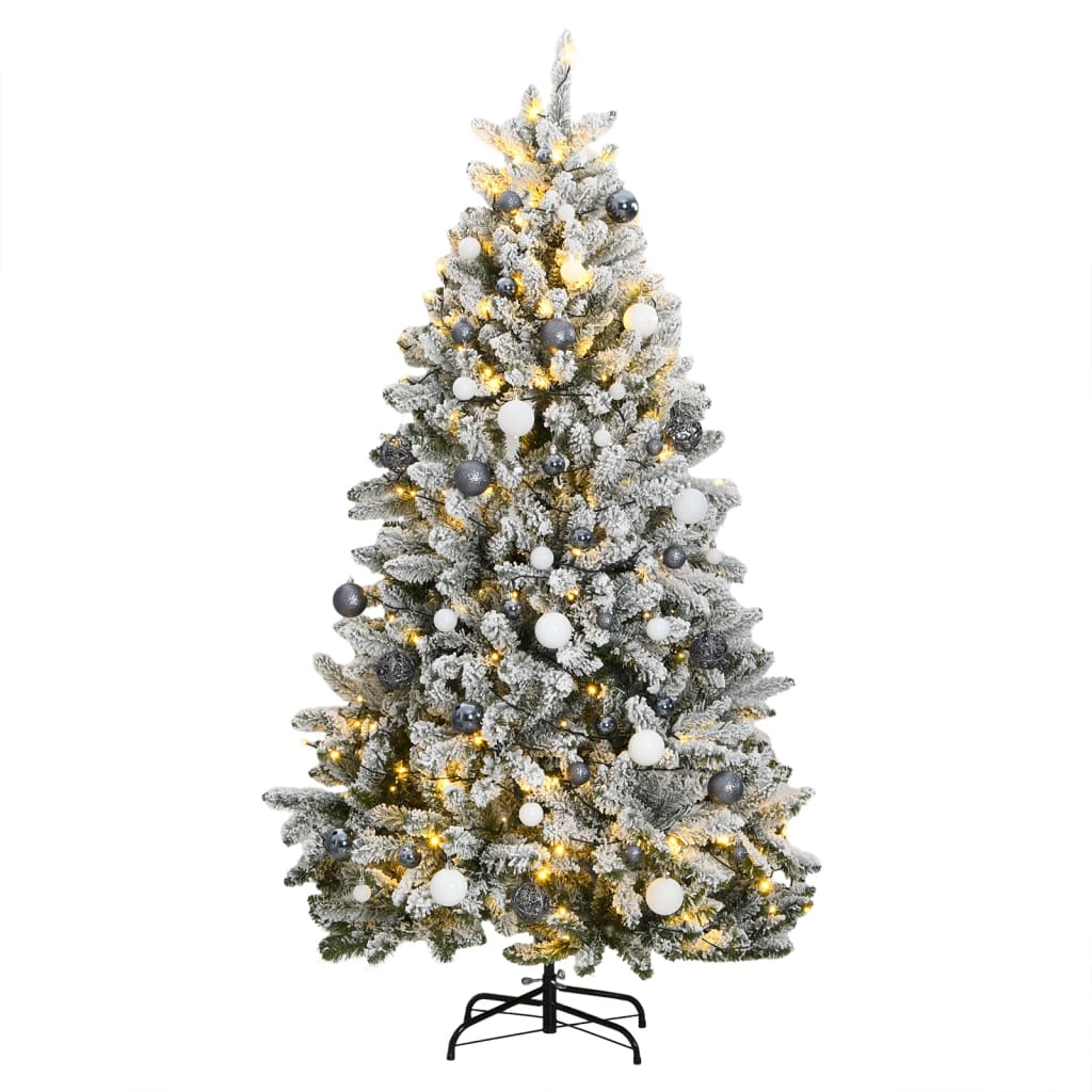 vidaXL Artificial Hinged Christmas Tree 300 LEDs & Ball Set 70.9"