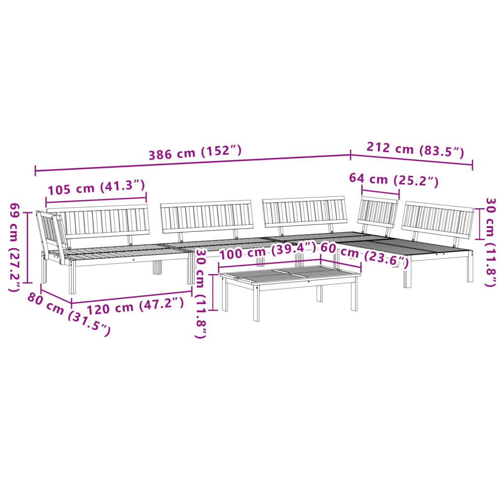 vidaXL 5 Piece Patio Pallet Sofa Set Solid Wood Acacia