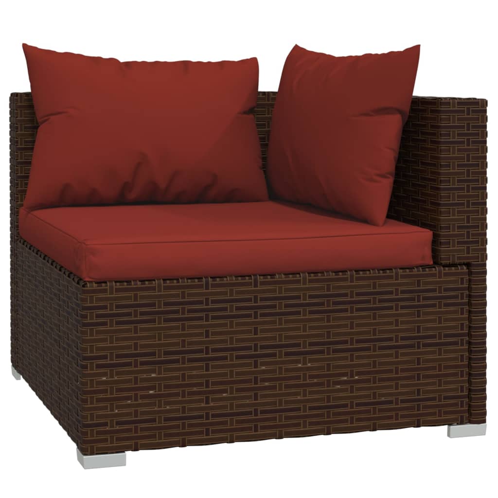 vidaXL 12 Piece Patio Lounge Set with Cushions Brown Poly Rattan