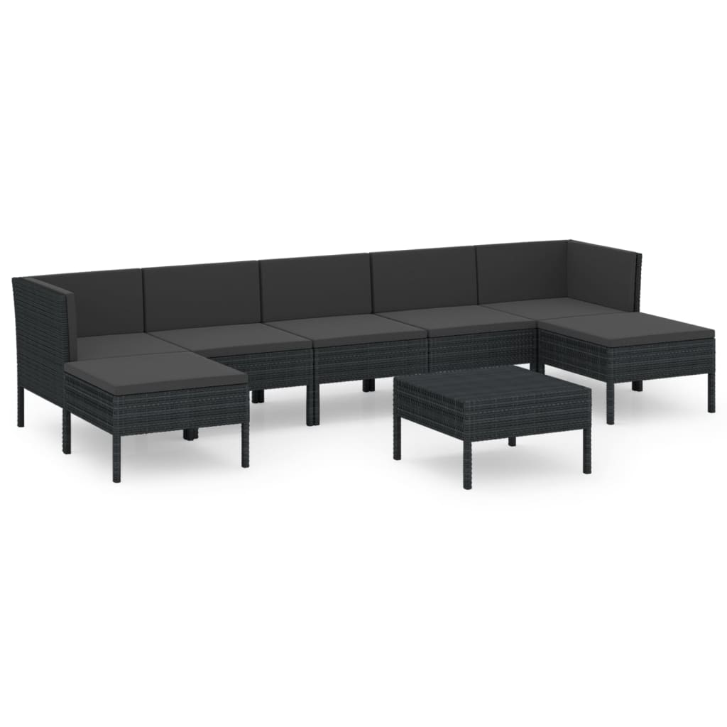 vidaXL 8 Piece Patio Lounge Set with Cushions Poly Rattan Black