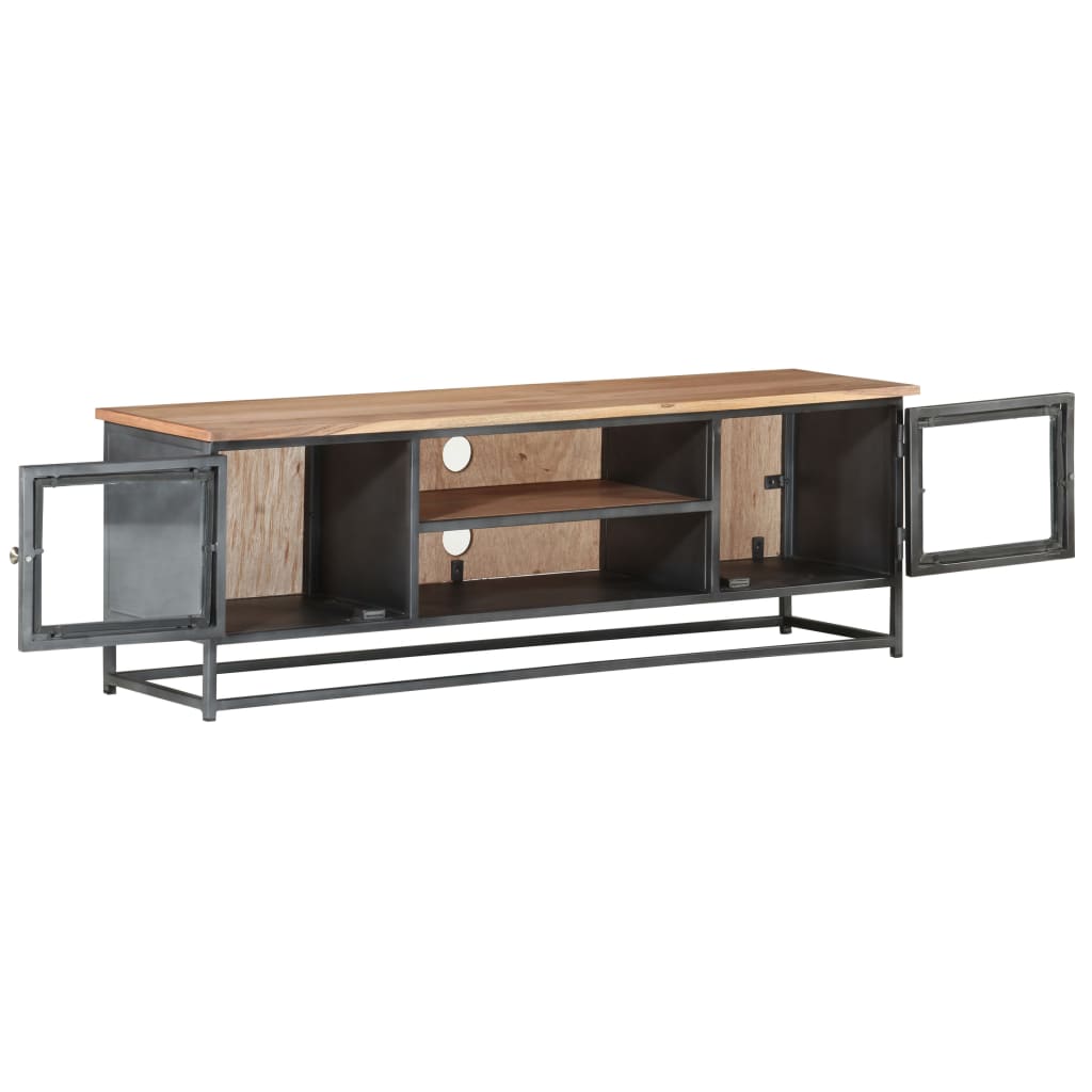 vidaXL TV Stand Gray 47.2"x11.8"x15.7" Solid Wood Acacia and Steel