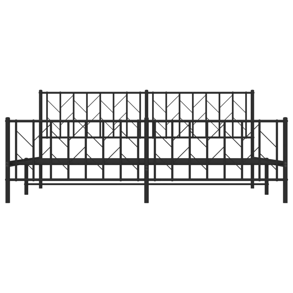 vidaXL Metal Bed Frame without Mattress with Footboard Black 76"x79.9"