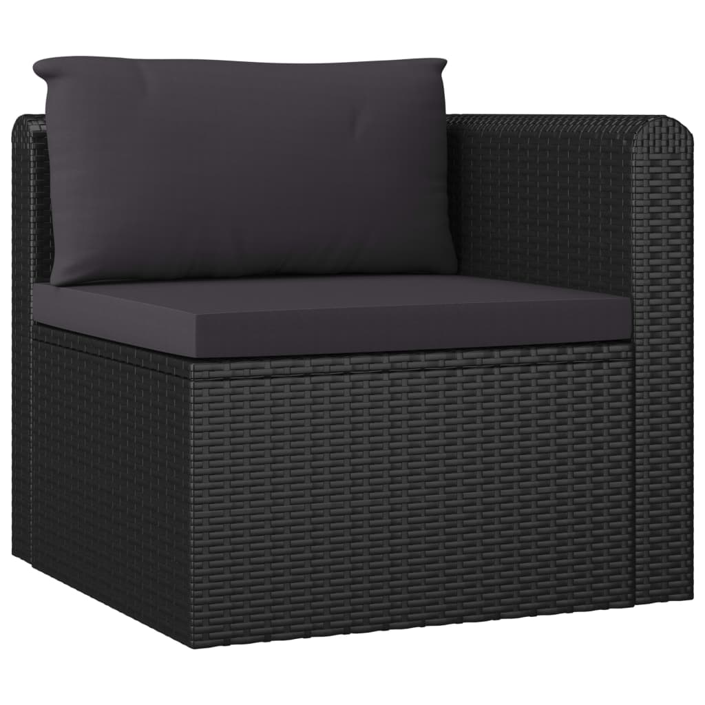 vidaXL 9 Piece Patio Lounge Set with Cushions Poly Rattan Black