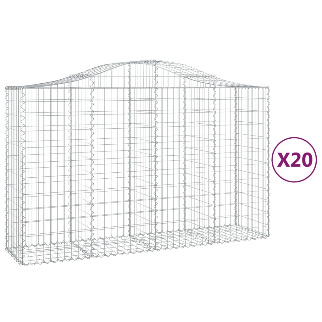 vidaXL Arched Gabion Baskets 20 pcs 78.7"x19.7"x47.2"/55.1" Galvanized Iron