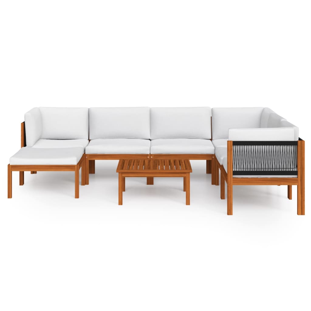 vidaXL 8 Piece Patio Lounge Set with Cushions Cream Solid Acacia Wood