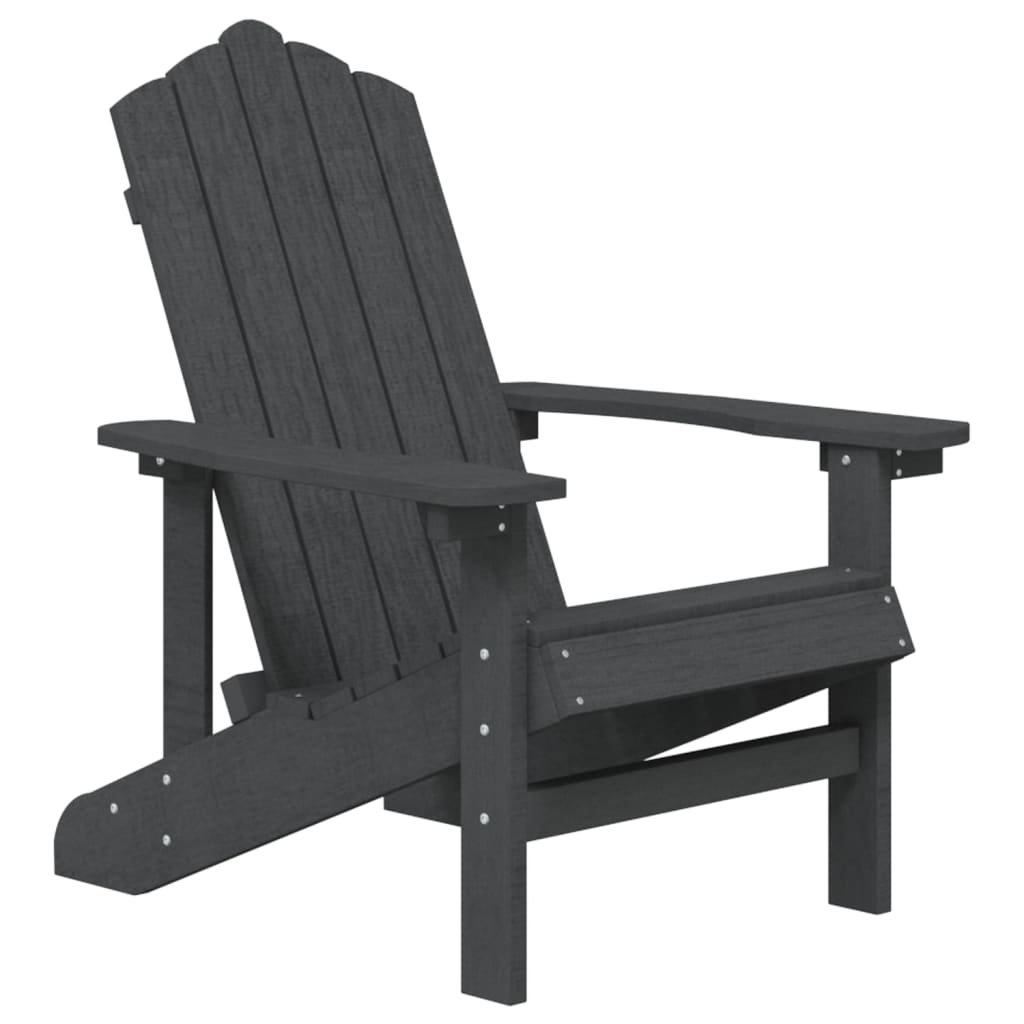 vidaXL Patio Adirondack Chairs with Table HDPE Anthracite