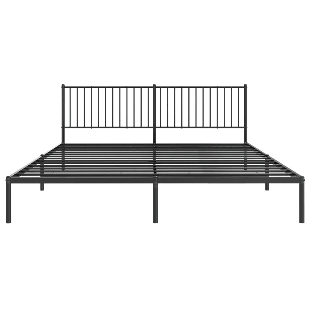 vidaXL Metal Bed Frame without Mattress with Headboard Black 76"x79.9"