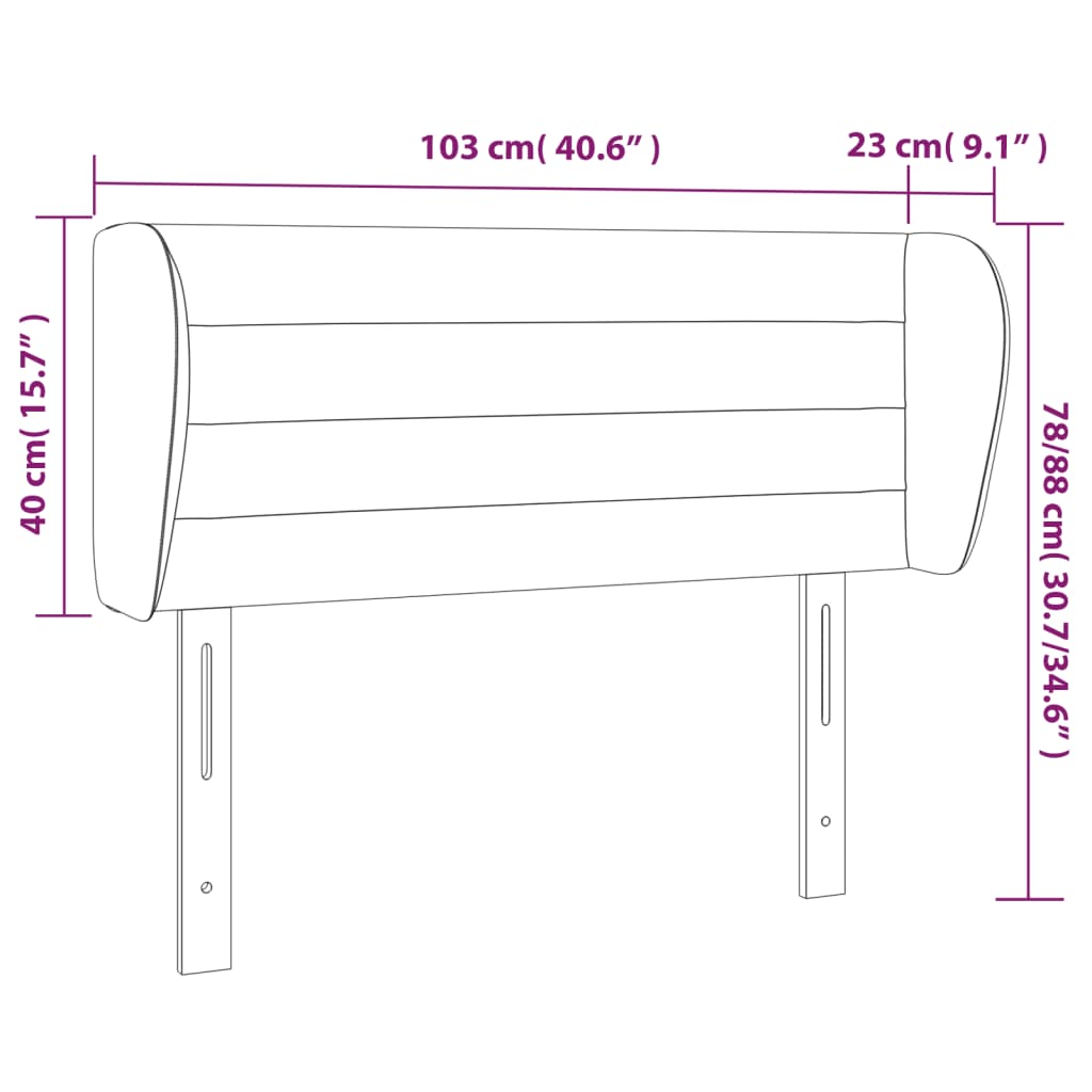 vidaXL Headboard with Ears Dark Gray 40.6"x9.1"x30.7"/34.6" Fabric