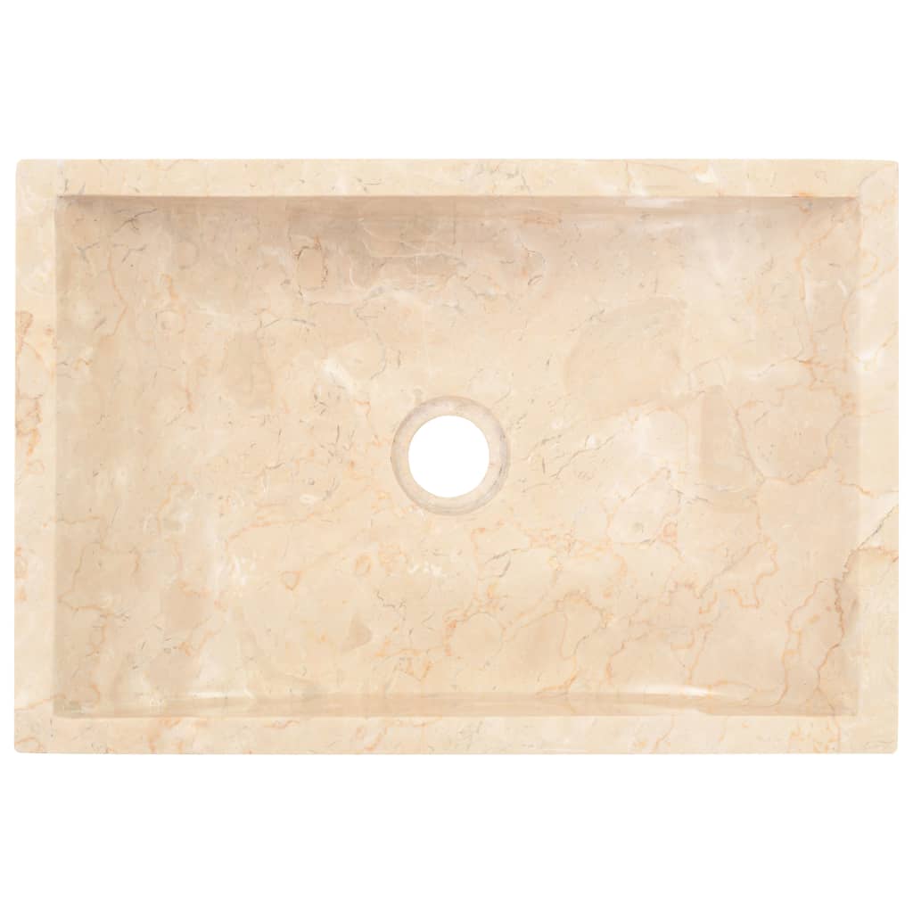 vidaXL Sink 17.7"x11.8"x4.7" Marble High Gloss Cream