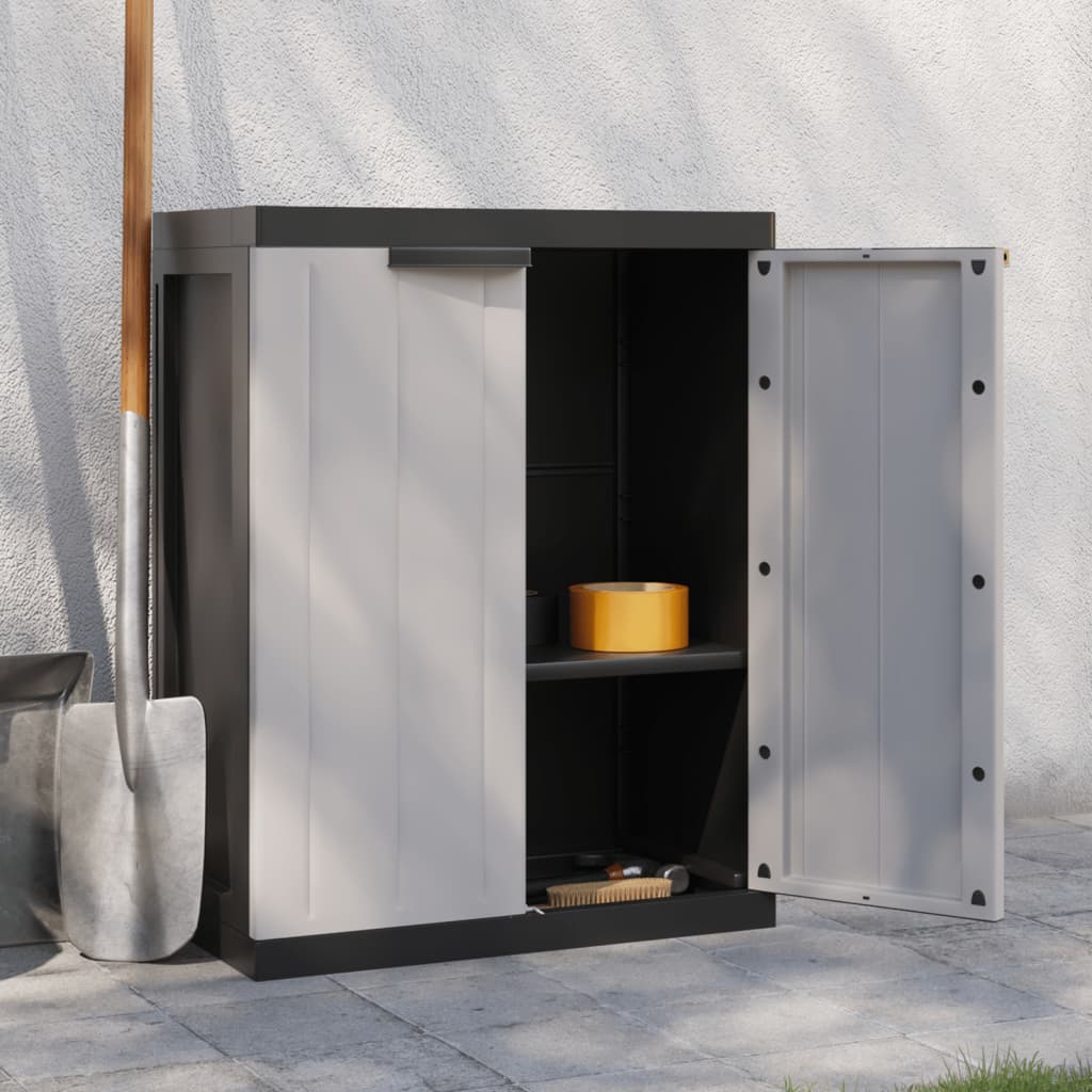 vidaXL Outdoor Storage Cabinet Gray and Black 25.6"x14.6"x33.5" PP