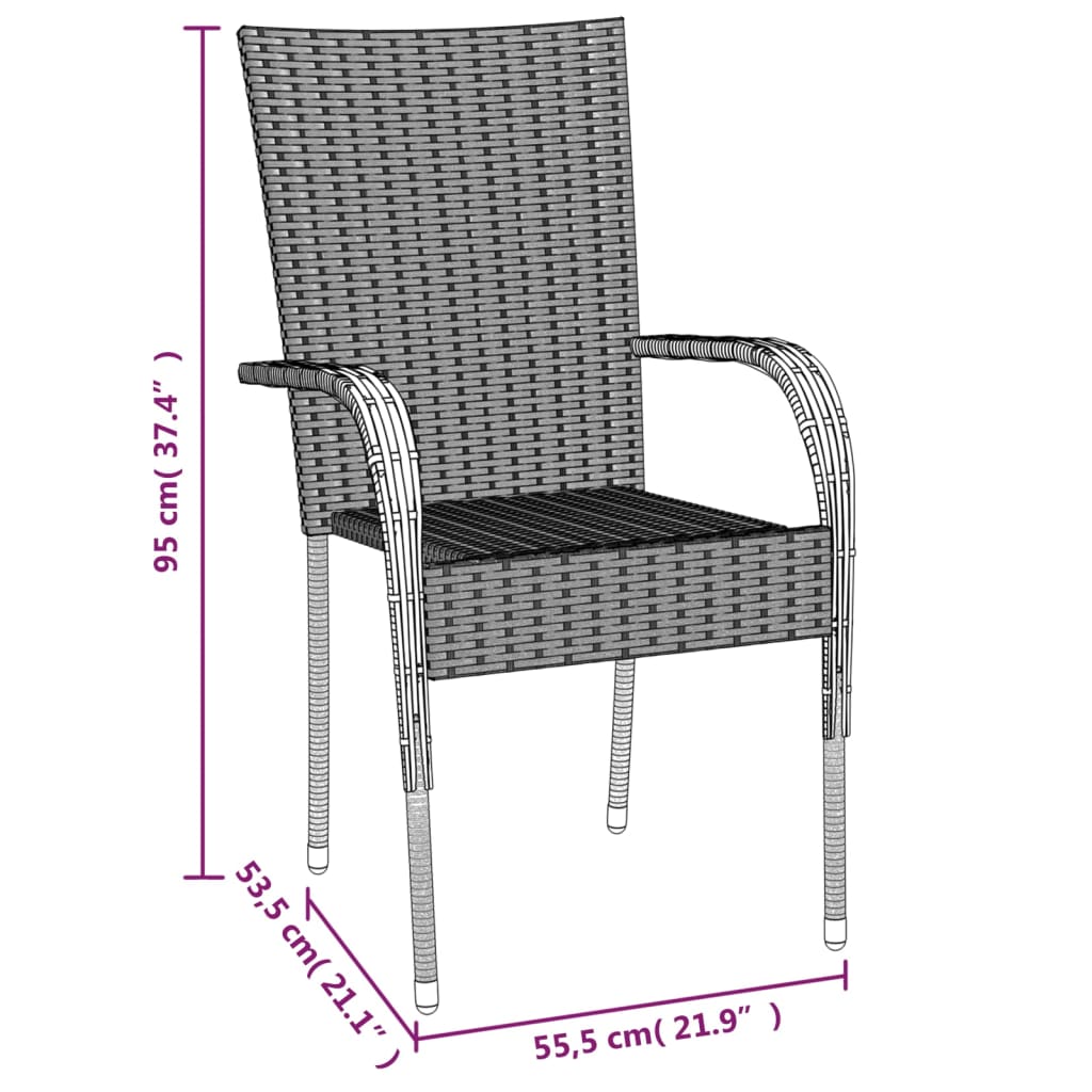 vidaXL 7 Piece Patio Dining Set Gray Poly Rattan