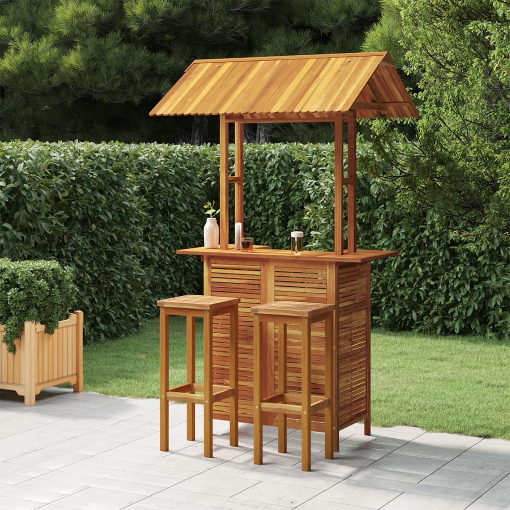 vidaXL 3 Piece Patio Bar Set Solid Wood Acacia