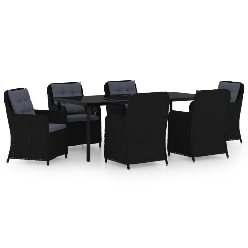 vidaXL 7 Piece Patio Dining Set Black