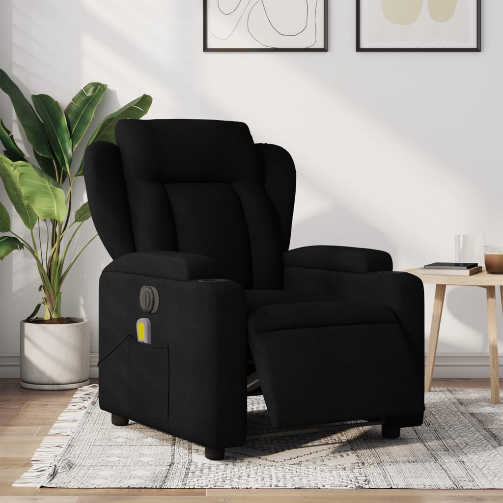 vidaXL Electric Massage Recliner Chair Black Fabric