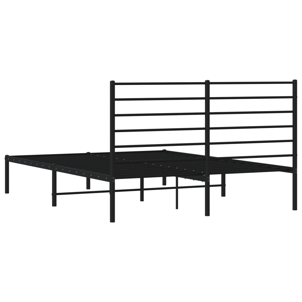 vidaXL Metal Bed Frame without Mattress with Headboard Black 59.1"x78.7"