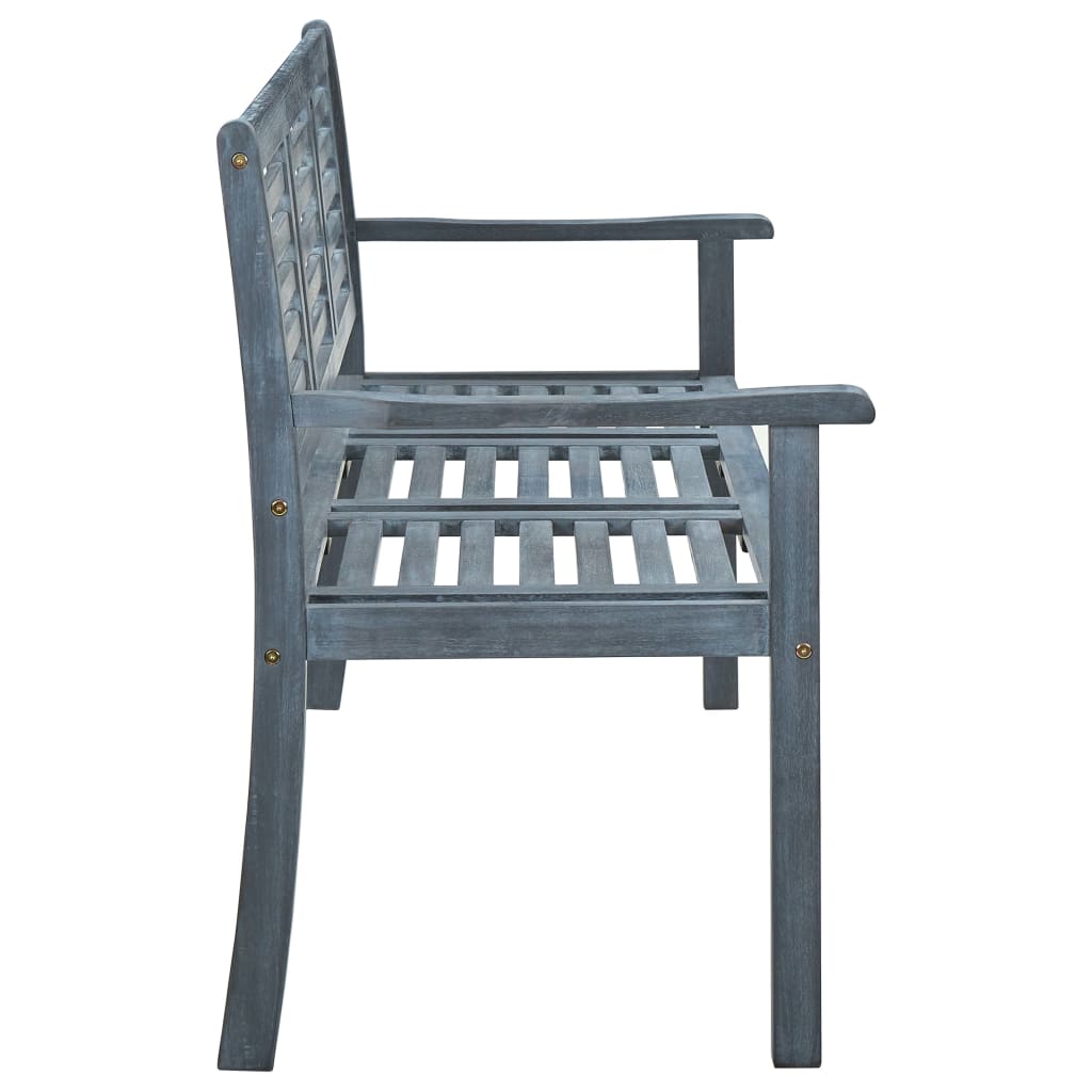 vidaXL 3-Seater Patio Bench 59.1" Gray Solid Eucalyptus Wood