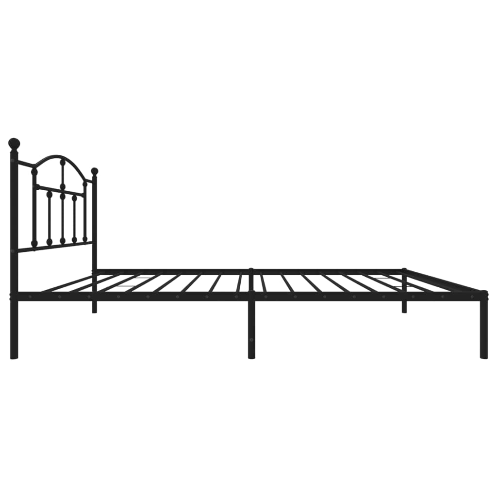 vidaXL Metal Bed Frame without Mattress with Headboard Black 39.4"x74.8"