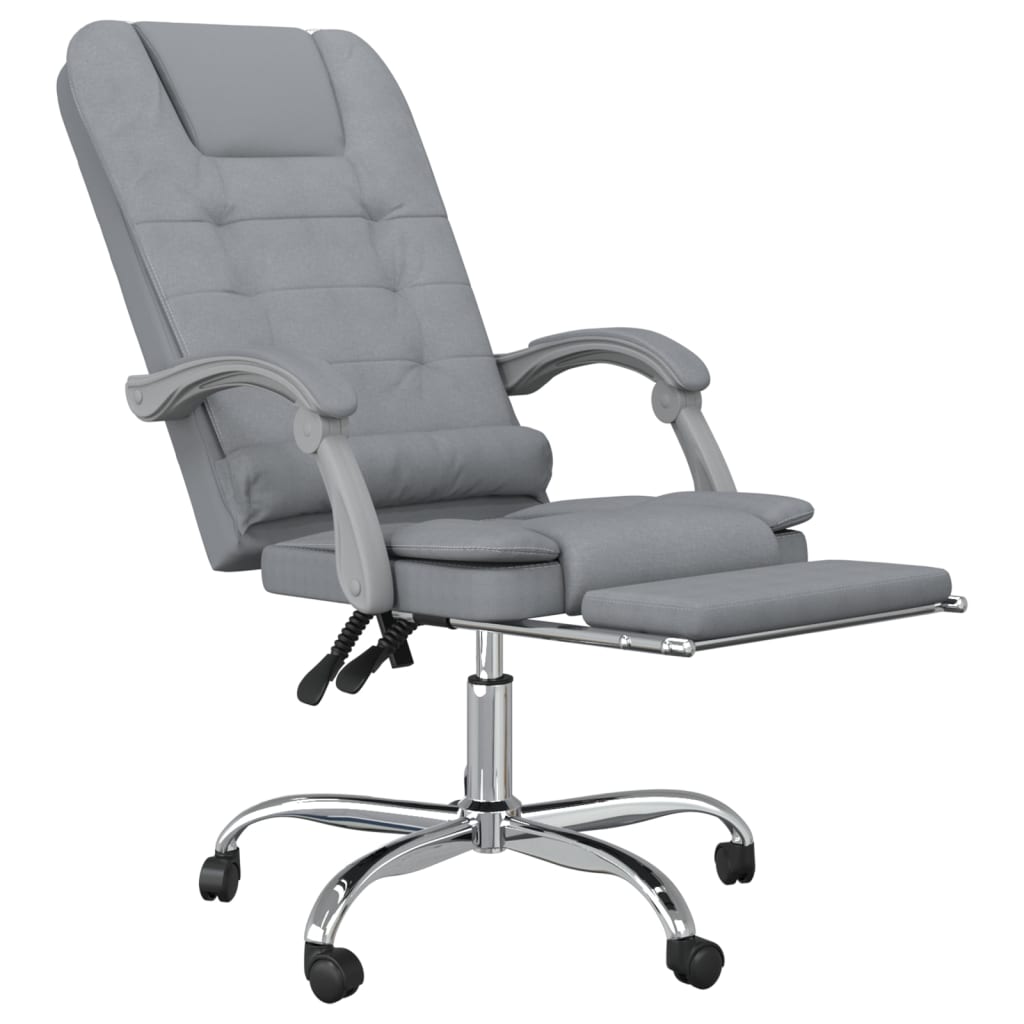 vidaXL Massage Reclining Office Chair Light Gray Fabric