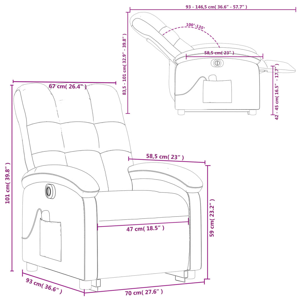 vidaXL Electric Stand up Massage Recliner Chair Light Gray Fabric